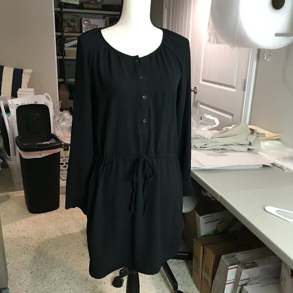 Women's Gap Black Long Sleeve Polyester Crepe Dress Size S